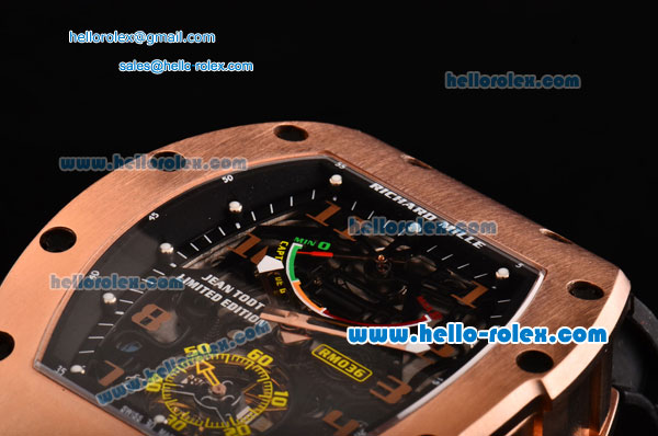 Richard Mille RM036 ST28-UP Automatic Rose Gold Case with Black Rubber Strap Skeleton Dial and Arabic Numeral Markers- 7750 Coating - Click Image to Close